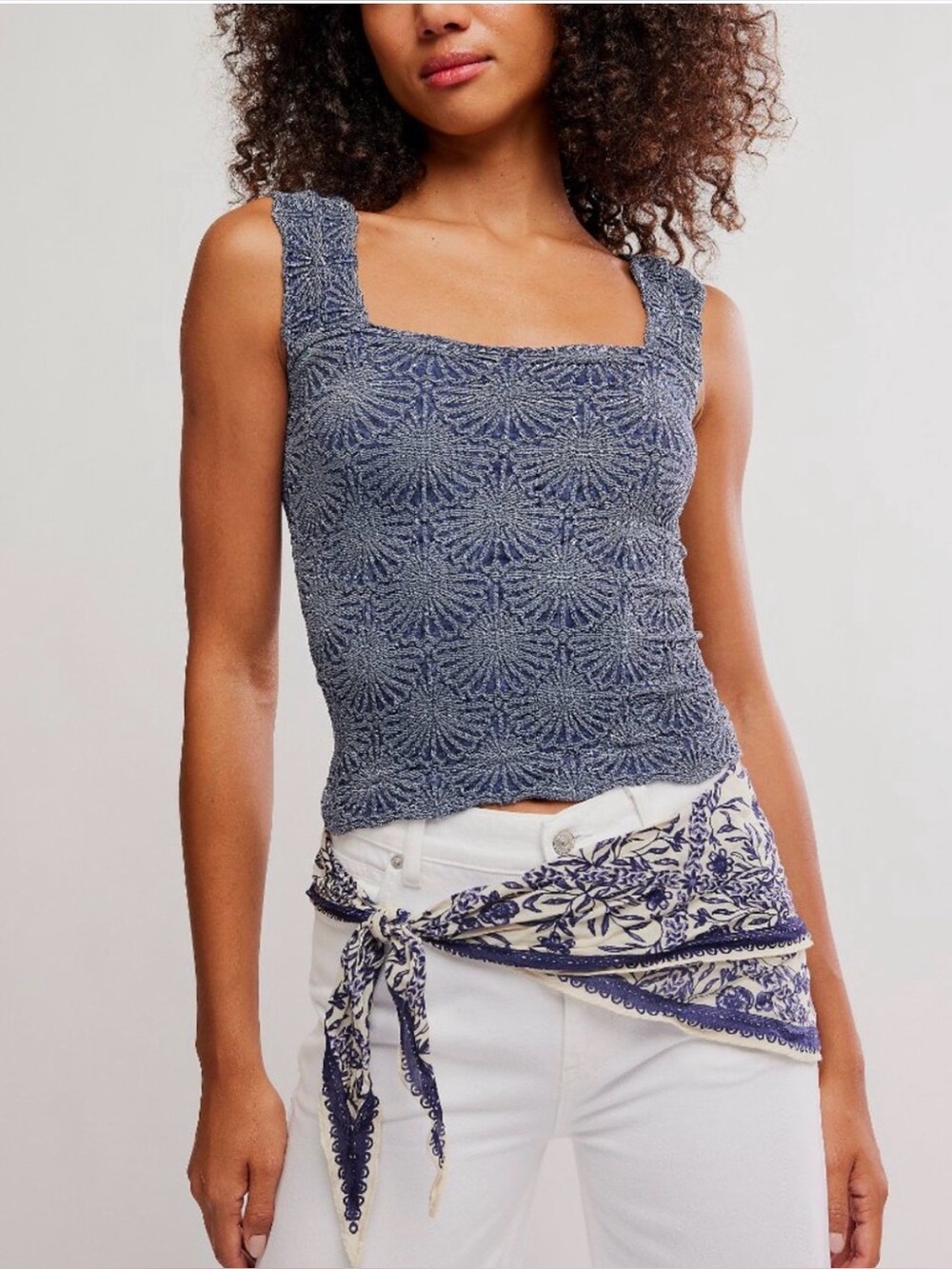 Free People Love Letter Cami Tank m/l in navy